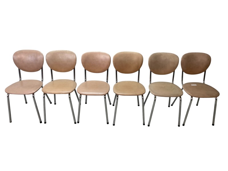 6 stoelen met skai leer en Chrome